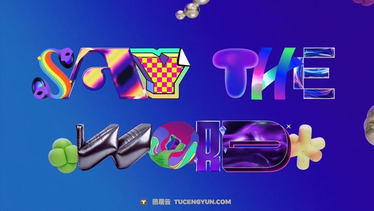 AE模板：创意千禧Y2K多风格风格酸性镀铬玻璃感梦幻实物字母符号动画模板（12639）图层云