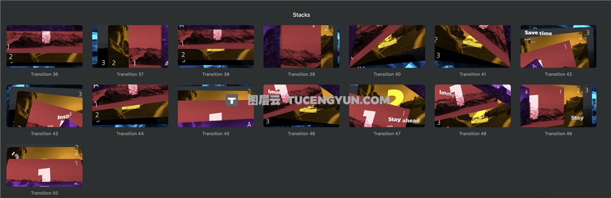 FCPX插件：50个创意卡片式翻转Flip无缝转场过渡 Flip Transitions（12640）图层云