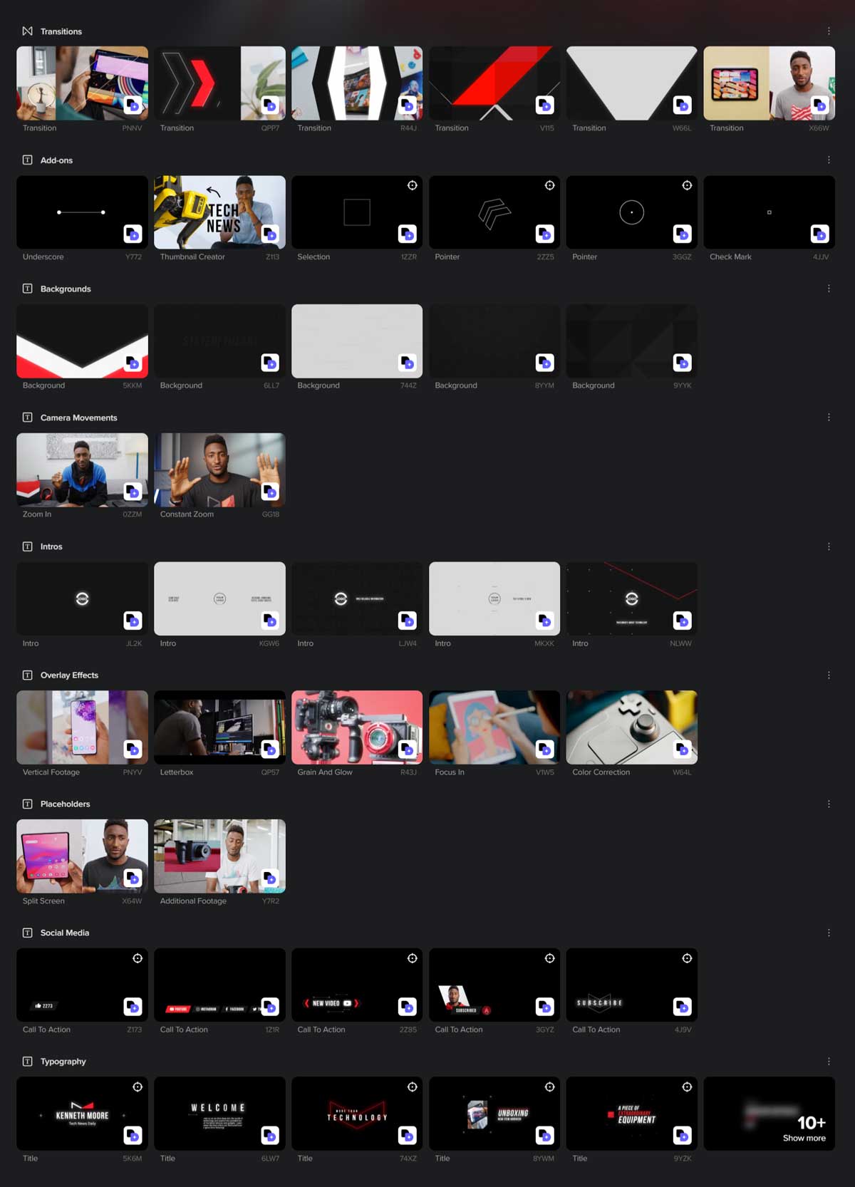 MotionVFX – mKBHD DVR 51个油管顶级科技博主MKBHD实用网络短视频包装文字标题字幕条视频聚焦遮幅转场达芬奇预设插件（12651）图层云