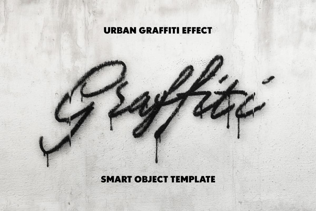 千禧Y2K前卫摇滚街头涂鸦风格手绘插画文字标题PSD特效样机 Graffiti Text & Logo Effect（12677）