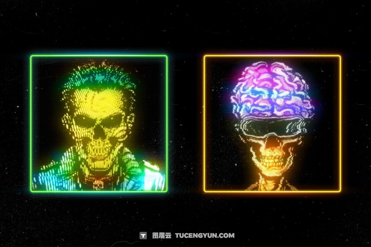 PS插件：赛博朋克未来主义霓虹发光电路波浪CRT扭曲弯曲模糊失真特效叠加控制器 Waveloq Photoshop Plugin 1.0.4（12752）图层云