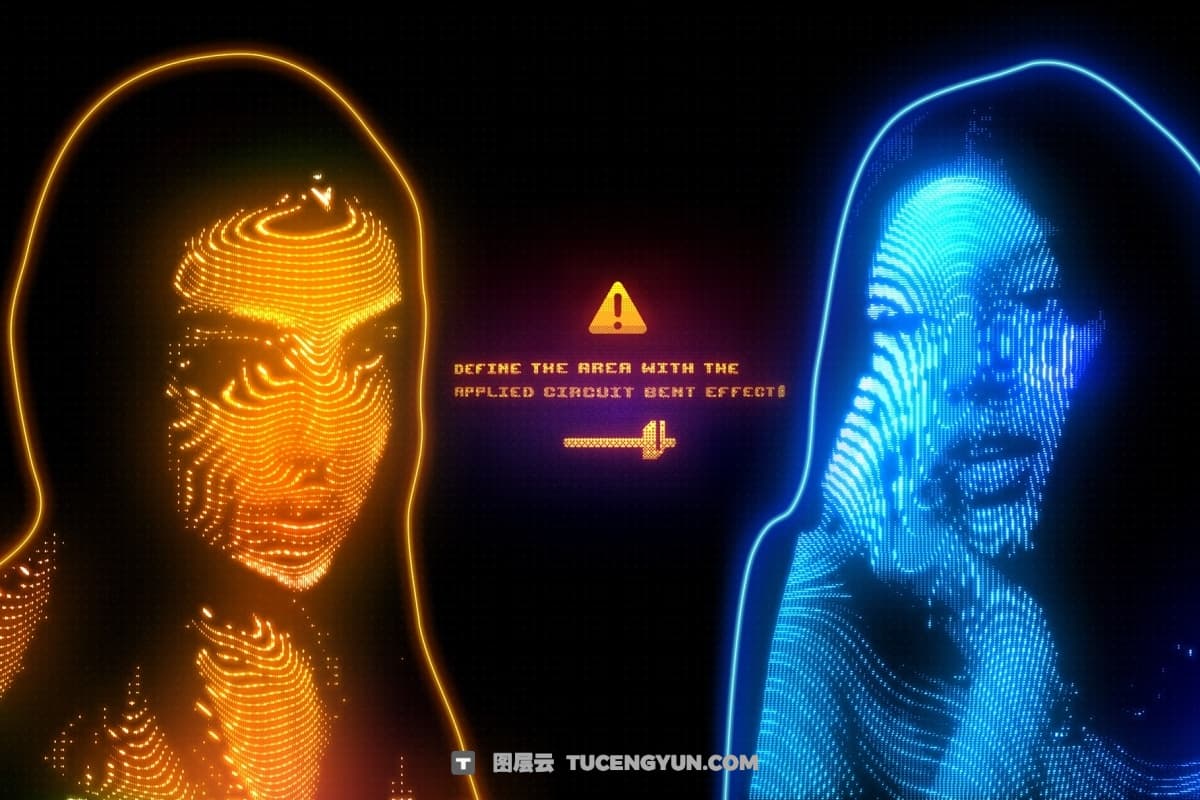 PS插件：赛博朋克未来主义霓虹发光电路波浪CRT扭曲弯曲模糊失真特效叠加控制器 Waveloq Photoshop Plugin 1.0.4（12752）图层云