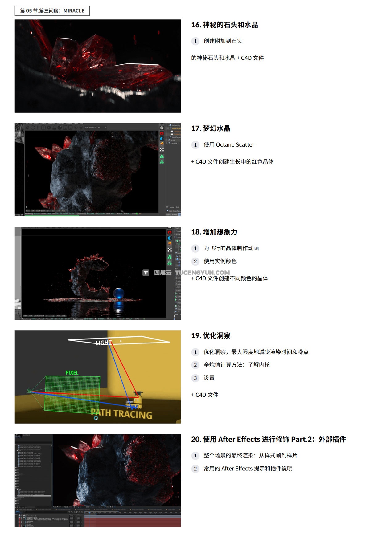 大师课程：掌握C4D和OC渲染逼真材质纹理视频课程+工程文件 中文字幕（12816）图层云
