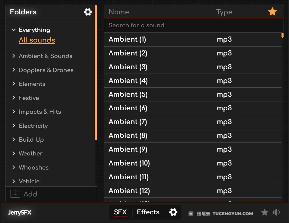 1250个一键式电影短片编辑、剪辑、声音设计音效库AE/PR插件 JerrySFX v1.0.1（12861）图层云
