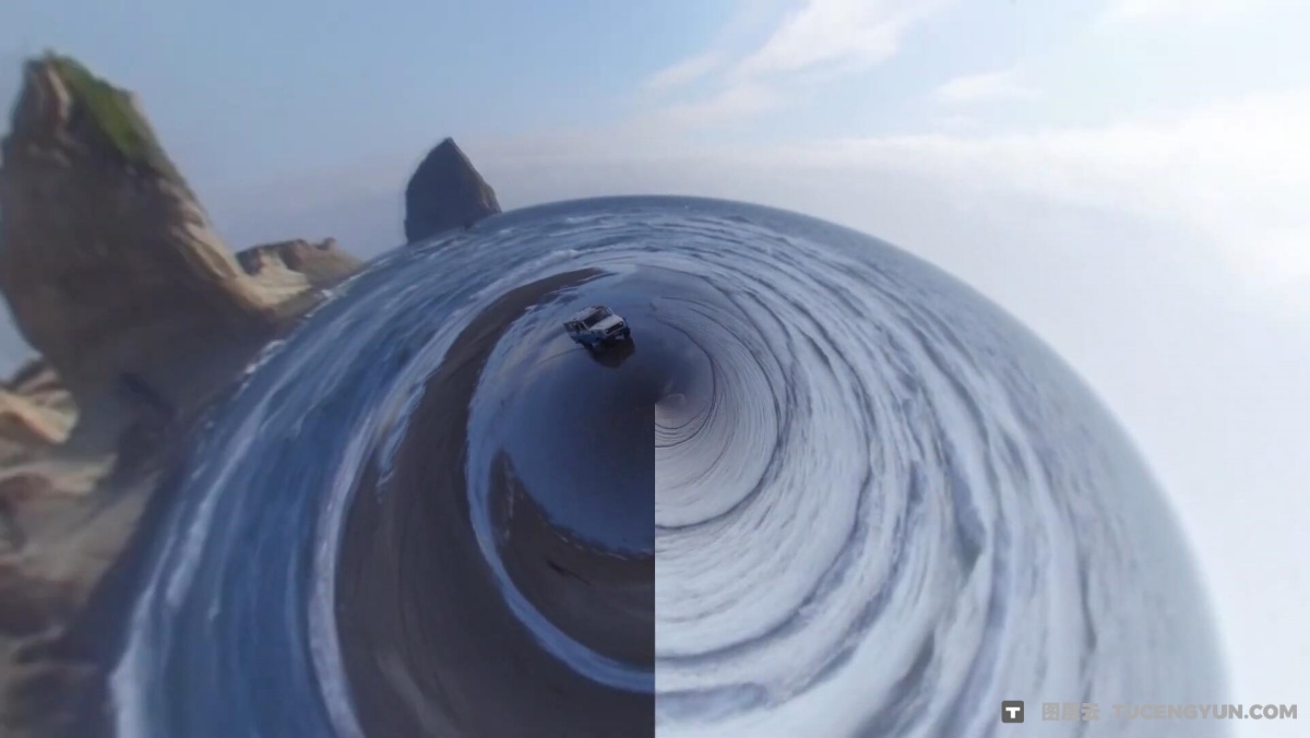 FCPX插件：创意Vlog旅拍360全景运动相机视角小星球视觉效果插件（12638）图层云