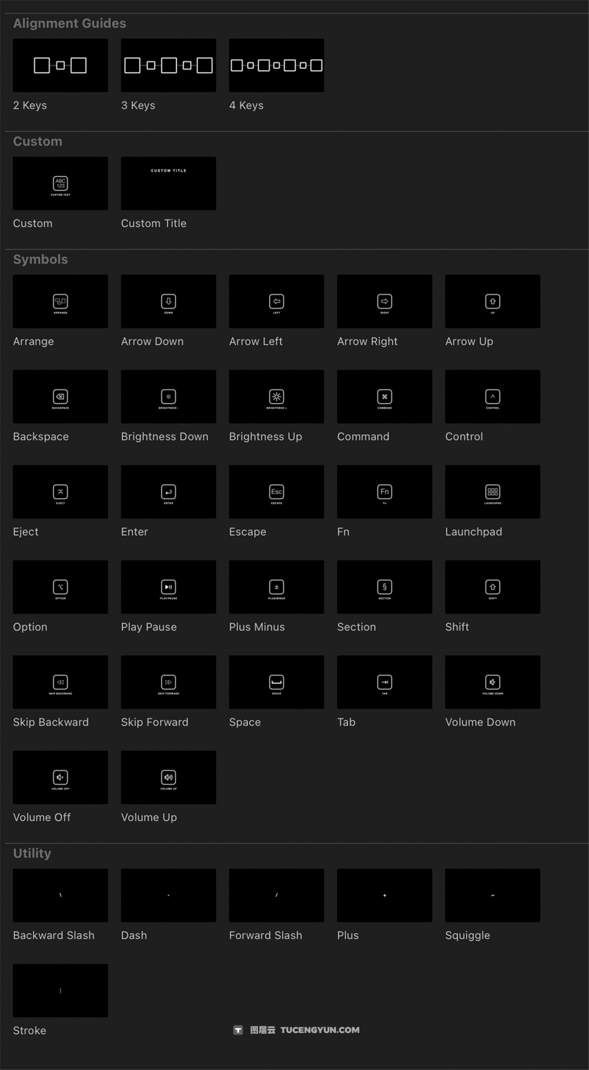 FCPX插件：极简主义游戏、键盘、视频教程制作快捷键图形按钮符号展示动画插件（12885）图层云