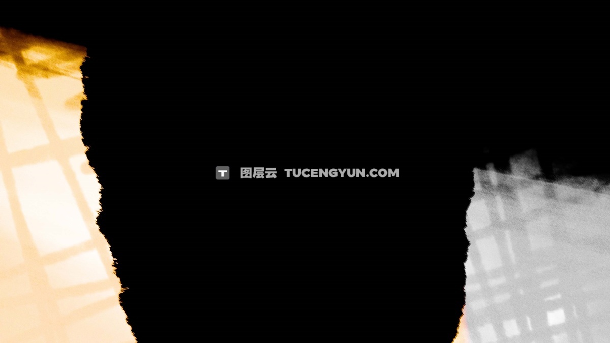 22个黑白色调做旧拼贴撕纸折纸效果拖放定格动画背景转场过渡视频素材包 Paper Tearing Effect Overlay（12913）图层云
