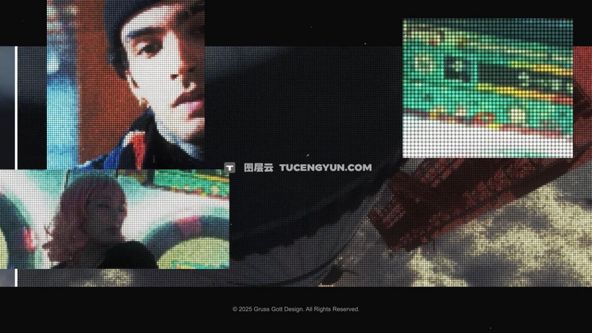 复古LED显示屏美学像素故障闪烁仿真模拟视觉纹理文本标题LOGO一键式风格化AE/PR模板（12916）图层云