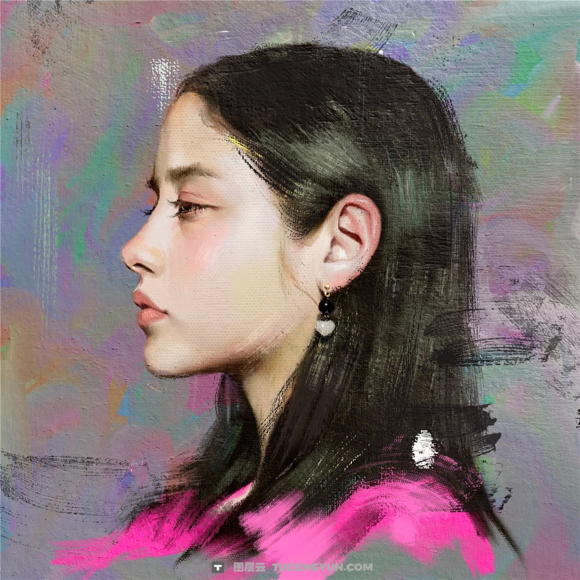 40个韩系风格油画混合干湿粗肌理感绘画Procreate笔刷画布背景纹理预设套装 Ultimate Oil Brush Set for Procreate（12946）图层云
