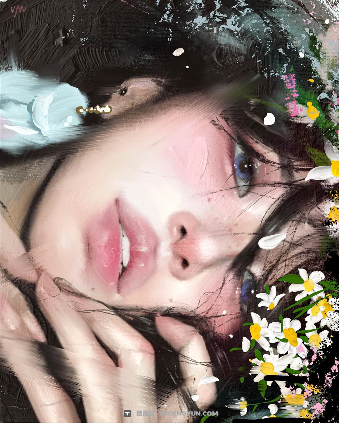 40个韩系风格油画混合干湿粗肌理感绘画Procreate笔刷画布背景纹理预设套装 Ultimate Oil Brush Set for Procreate（12946）图层云