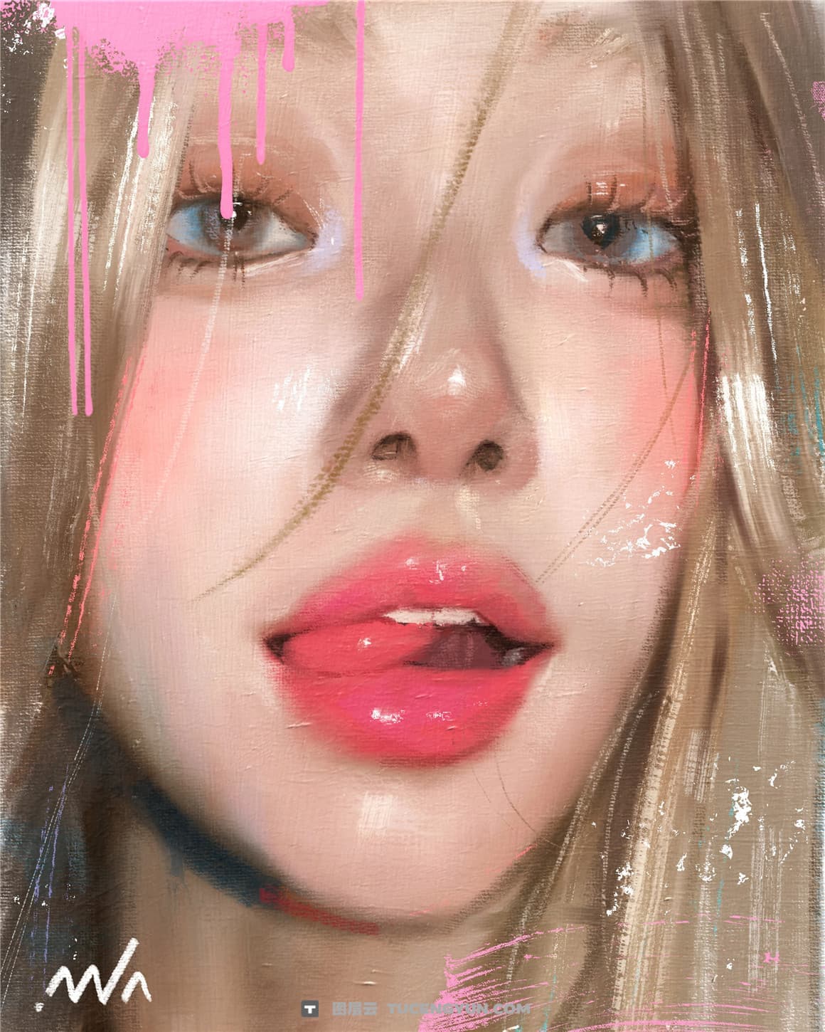 40个韩系风格油画混合干湿粗肌理感绘画Procreate笔刷画布背景纹理预设套装 Ultimate Oil Brush Set for Procreate（12946）图层云
