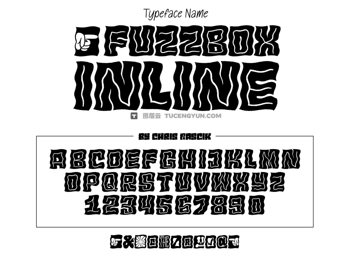 英文字体：复古迷幻手绘摇滚风格音乐专辑封面海报设计字体 Fuzzbox（12951）图层云