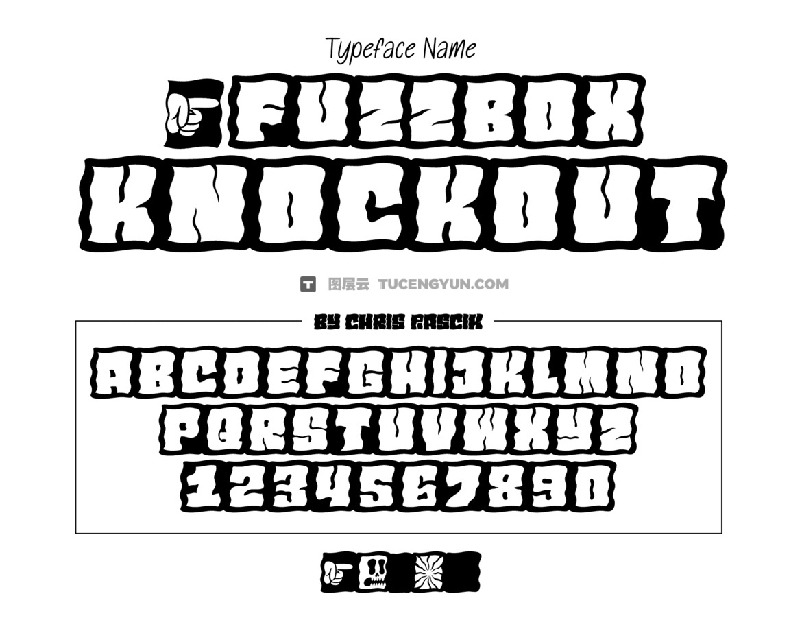 英文字体：复古迷幻手绘摇滚风格音乐专辑封面海报设计字体 Fuzzbox（12951）图层云
