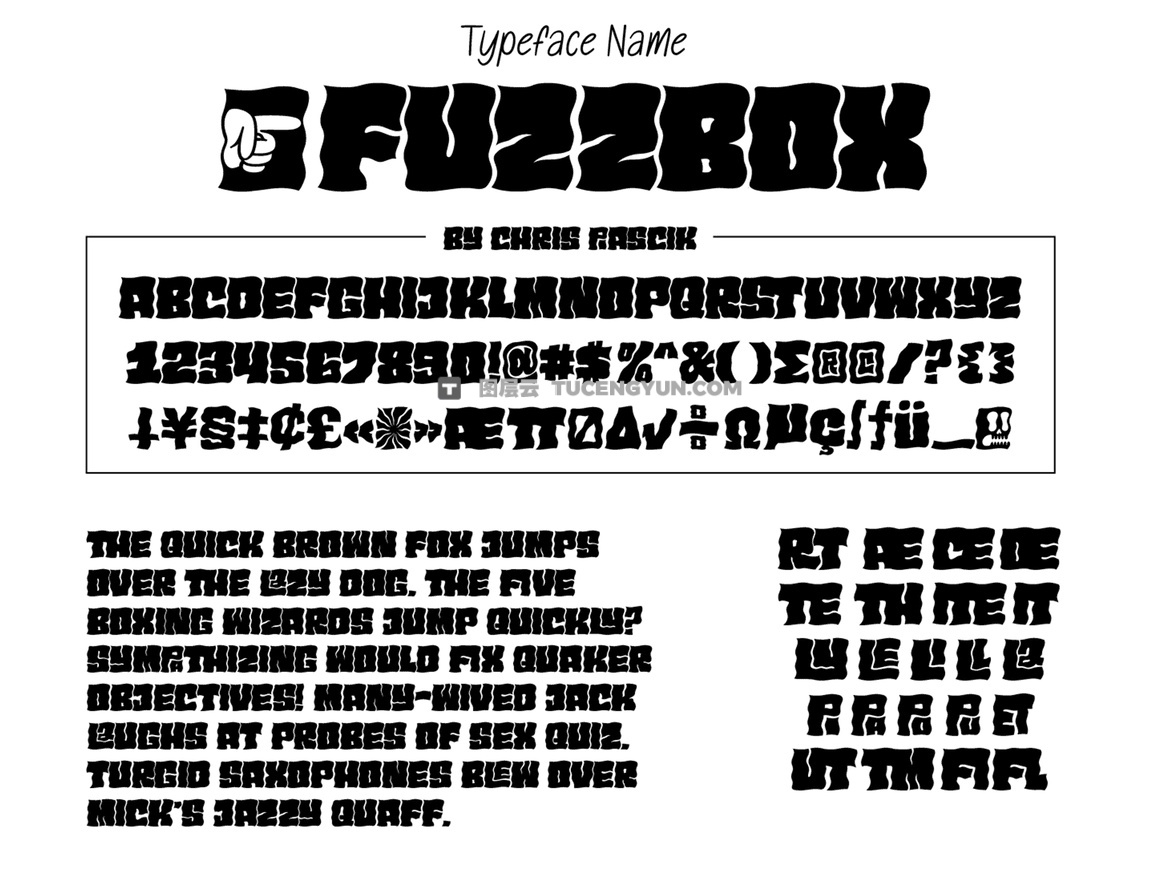 英文字体：复古迷幻手绘摇滚风格音乐专辑封面海报设计字体 Fuzzbox（12951）图层云