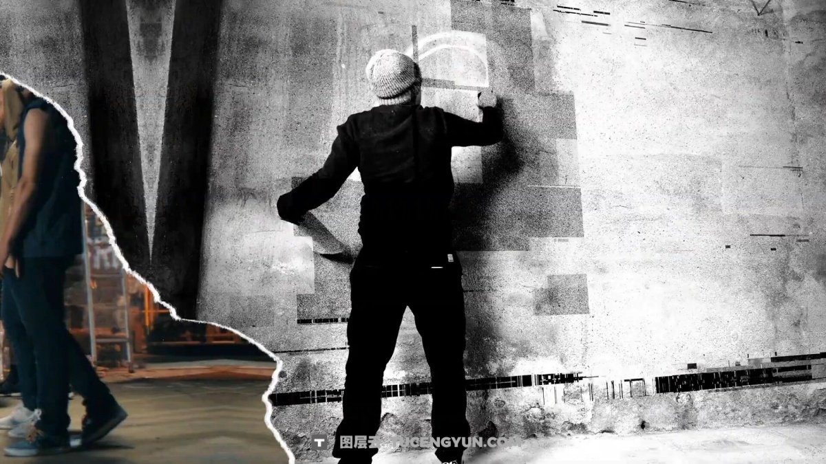 FCPX插件：大胆前卫粗糙复古仿旧垃圾摇滚风格粗体排版电影标题动画效果插件（12978）图层云