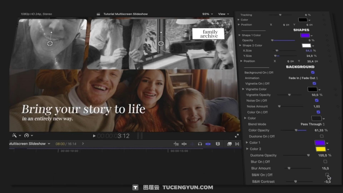 FCPX插件：创意多屏画面网格组合排列分屏包装展示动画效果插件 Multiscreen Slideshow（12979）图层云