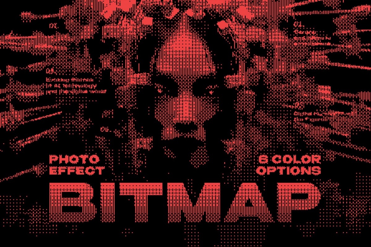 复古半调像素抖动位图图片设计后期叠加滤镜PSD特效样机 Dither Bitmap Photo Effect（12982）