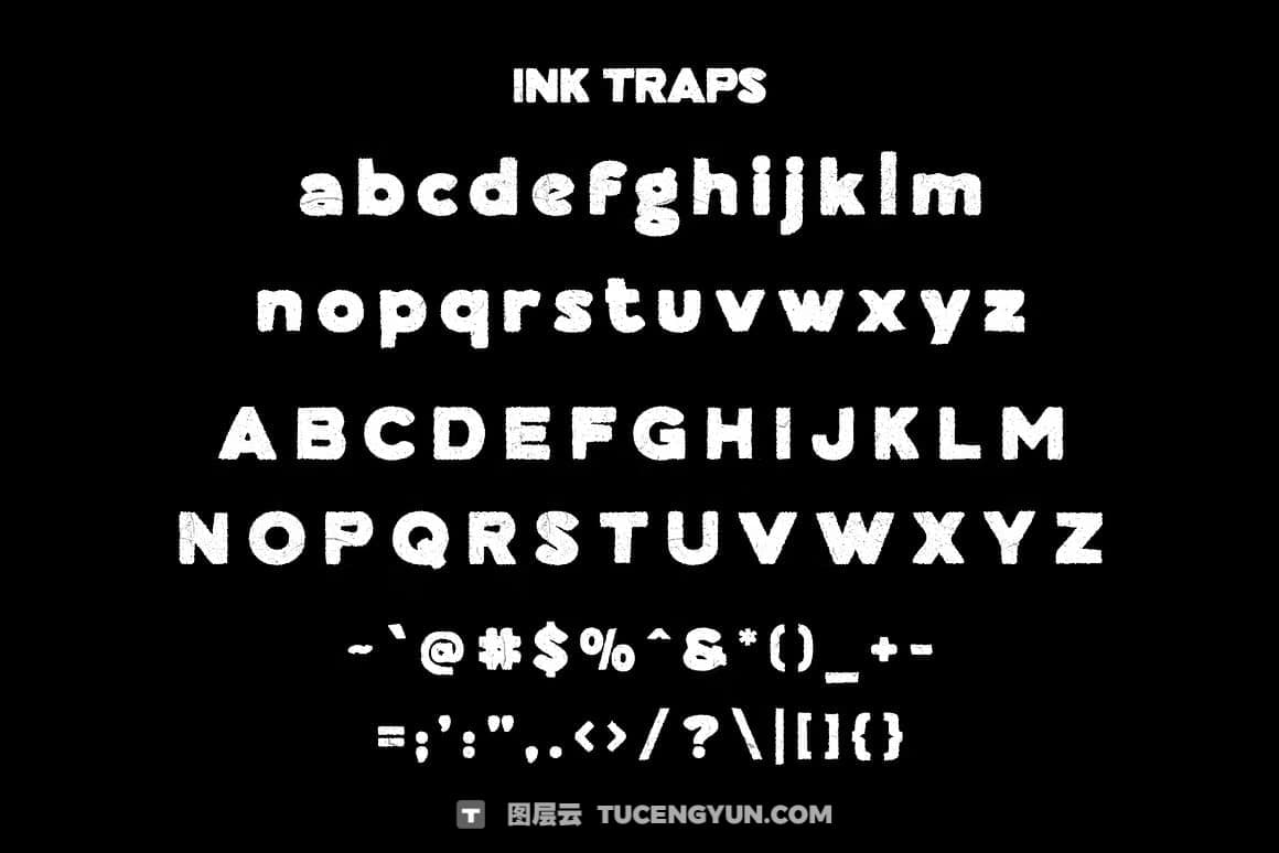 英文字体：90年代街头朋克摇滚风出血模糊毛边logo标题排版无衬线装饰封面海报设计字体（13007）图层云