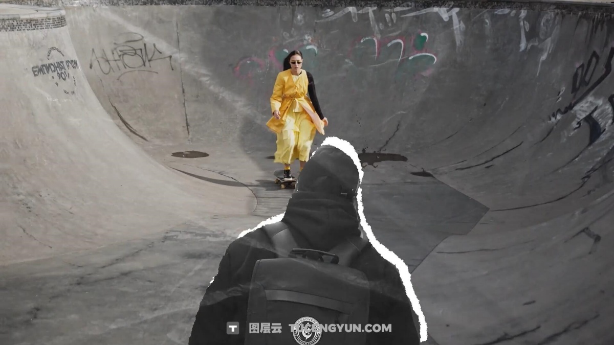 PR模板：复古创意撕纸拼贴画艺术风格人物动作定格冻结帧转场过渡（13011）图层云