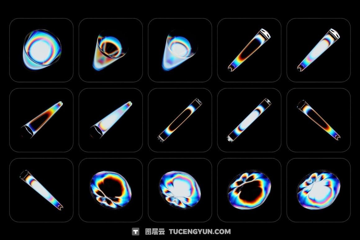 160个梦幻棱镜水晶切割玻璃亚克力折射渐变抽象3D几何PNG免扣图片设计元素包 3D Prism Glass Illustrations（13023）图层云