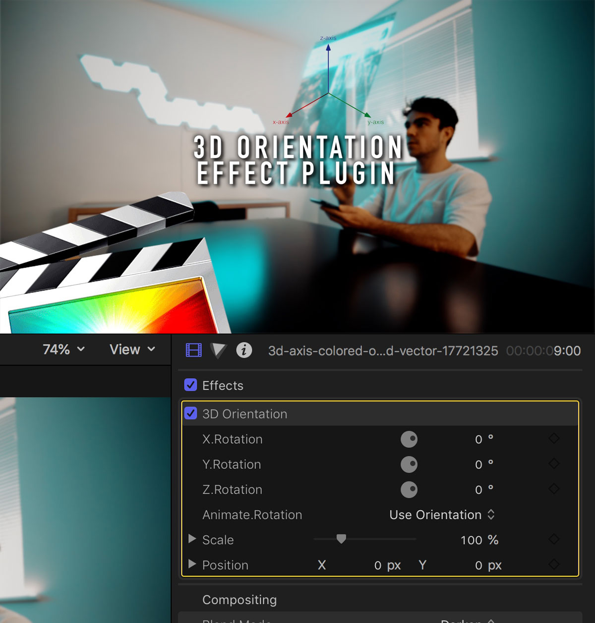 FCPX插件：创意科技感全息手机屏幕3D投影发光视觉效果插件+视频教程（13047）