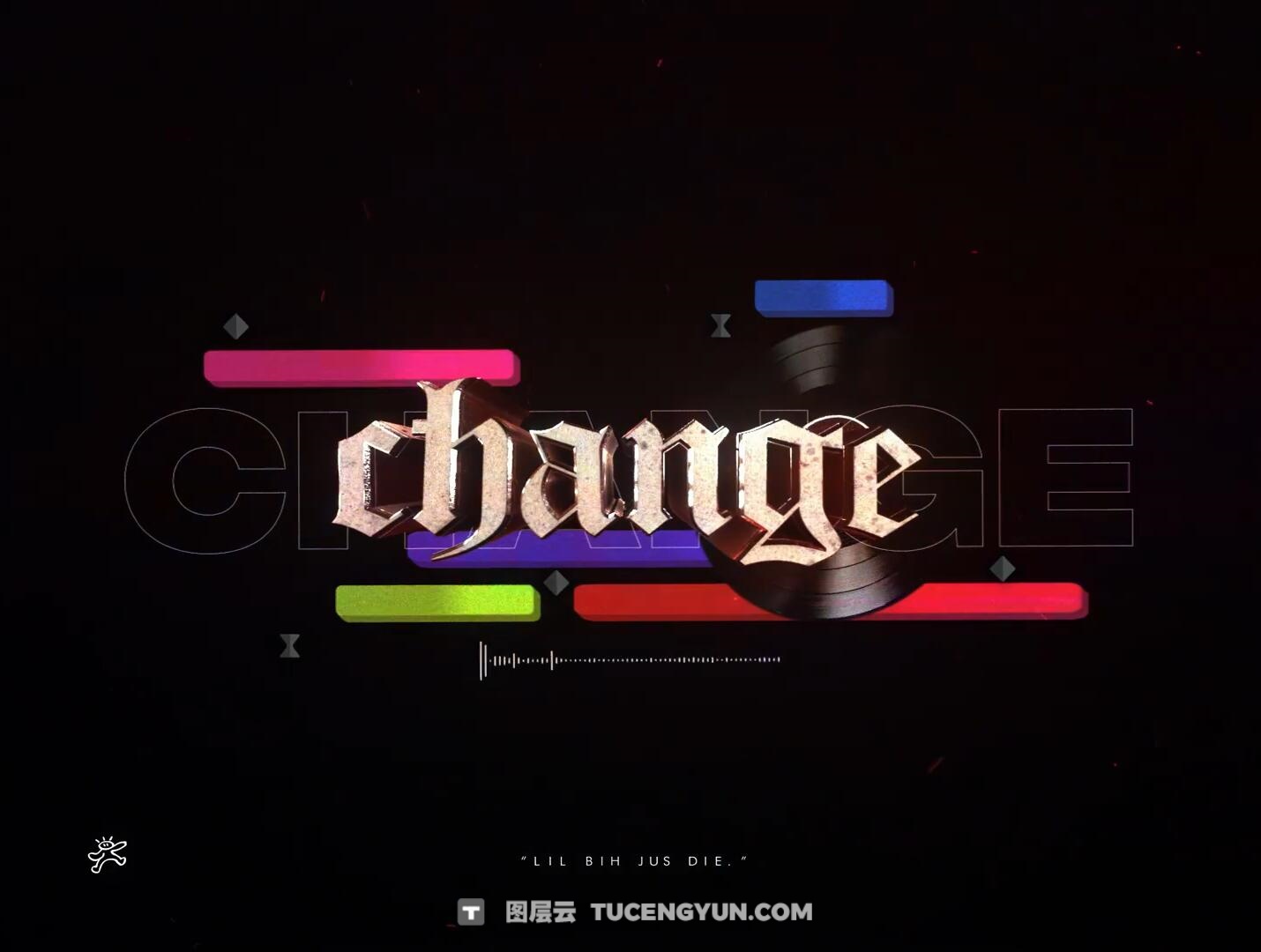 嘻哈朋克风格酸性金属镀铬音乐MV短片剪辑3D字母标题动画AE+Blender项目文件 4pm’s Title Card Pack（13052）图层云