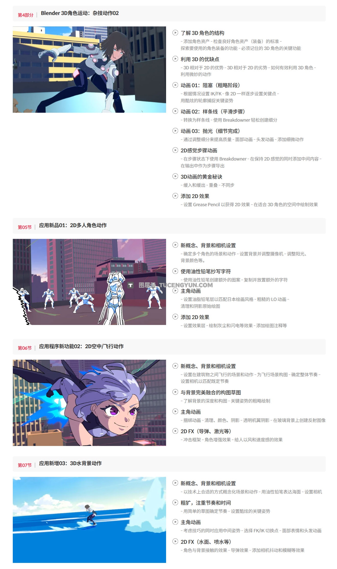 大师课程：掌握Blender制作2D/3D动漫动作动画视频课程 中文字幕（13097）图层云