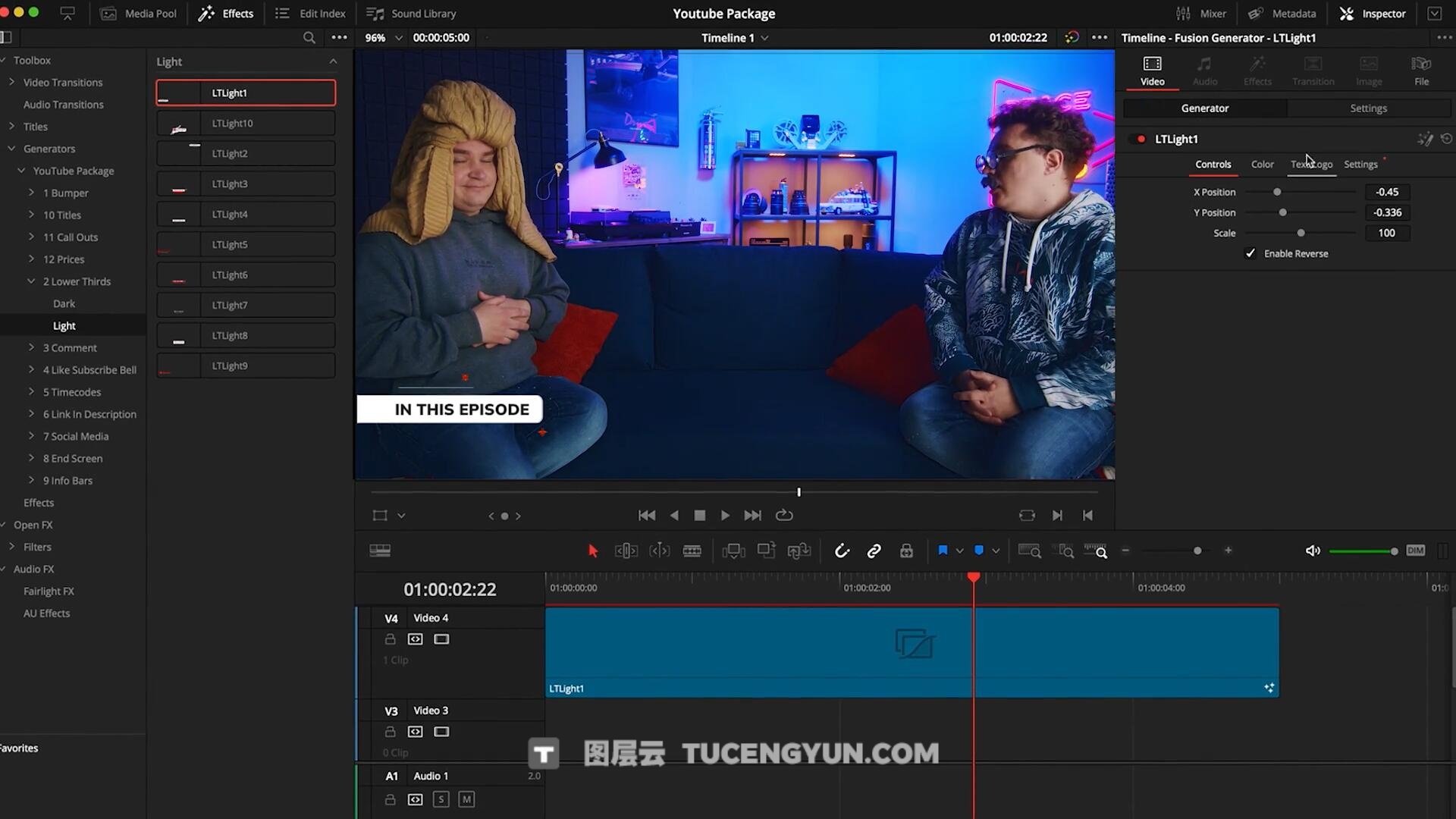 达芬奇预设：323个创意级YouTube自媒体频道图形字幕标题转场动画栏目包装（13144）图层云