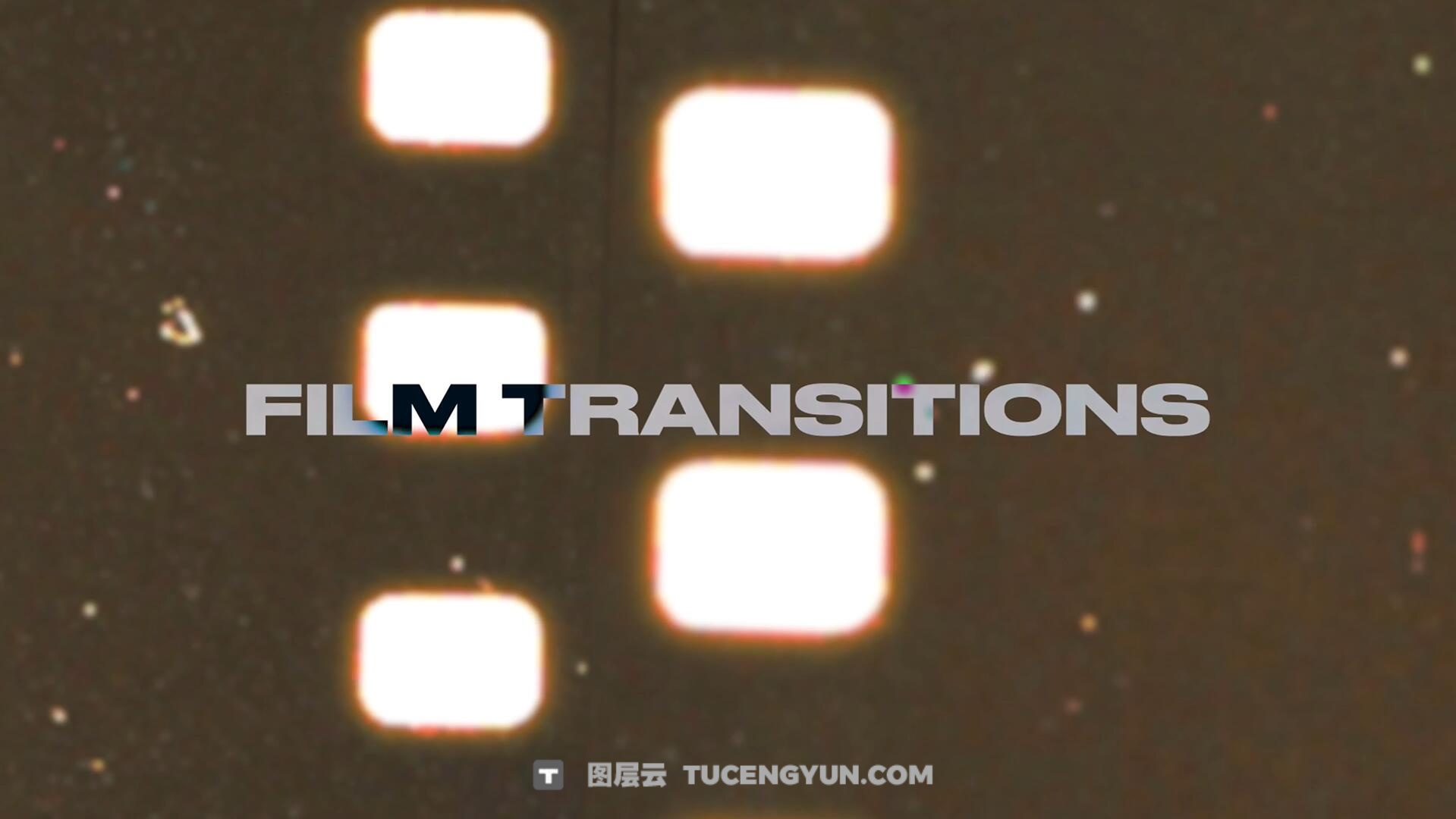 PR模板：35个复古做旧胶片放映机烧焦损坏胶片颗粒边框转场过渡（13162）图层云