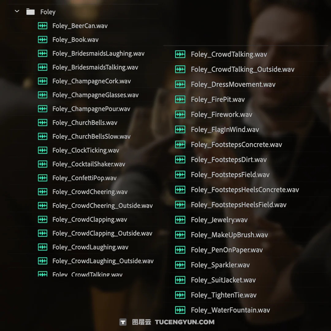 115个热门婚礼短片剪辑拟音、环境、氛围、转场音效素材 RunawayVows – Wedding SFX Pack（13180）图层云