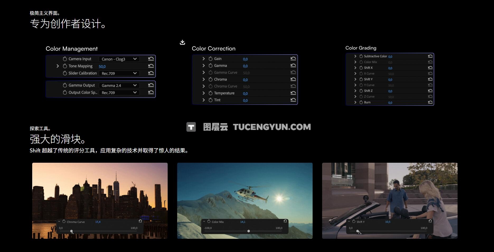 AE/PR插件：热门电影级色彩分级极简滑块工具汉化版 Shift for Adobe PR/AE WIN（13188）图层云