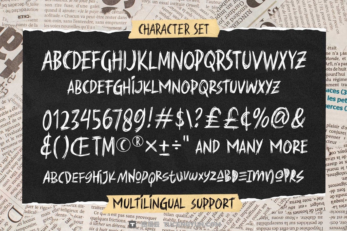 复古邋遢涂鸦手绘风格炫酷潦草摇滚线条变体杂志封面字体 Against Madness – Scribble font（13202）图层云