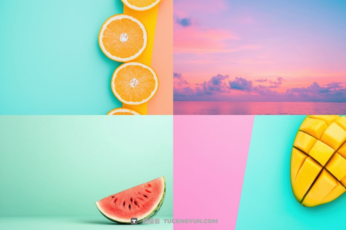 100个经典热带夏季黄昏文艺海滩热带植物水果海面JPG+MP4背景素材 Tropical Vibes（13228）图层云