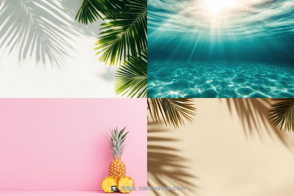 100个经典热带夏季黄昏文艺海滩热带植物水果海面JPG+MP4背景素材 Tropical Vibes（13228）图层云