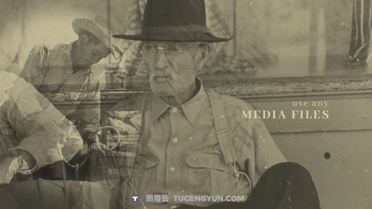 AE/PR模板：复古纪实战争历史纪录片回忆录电影电视预告片头模板（13253）图层云