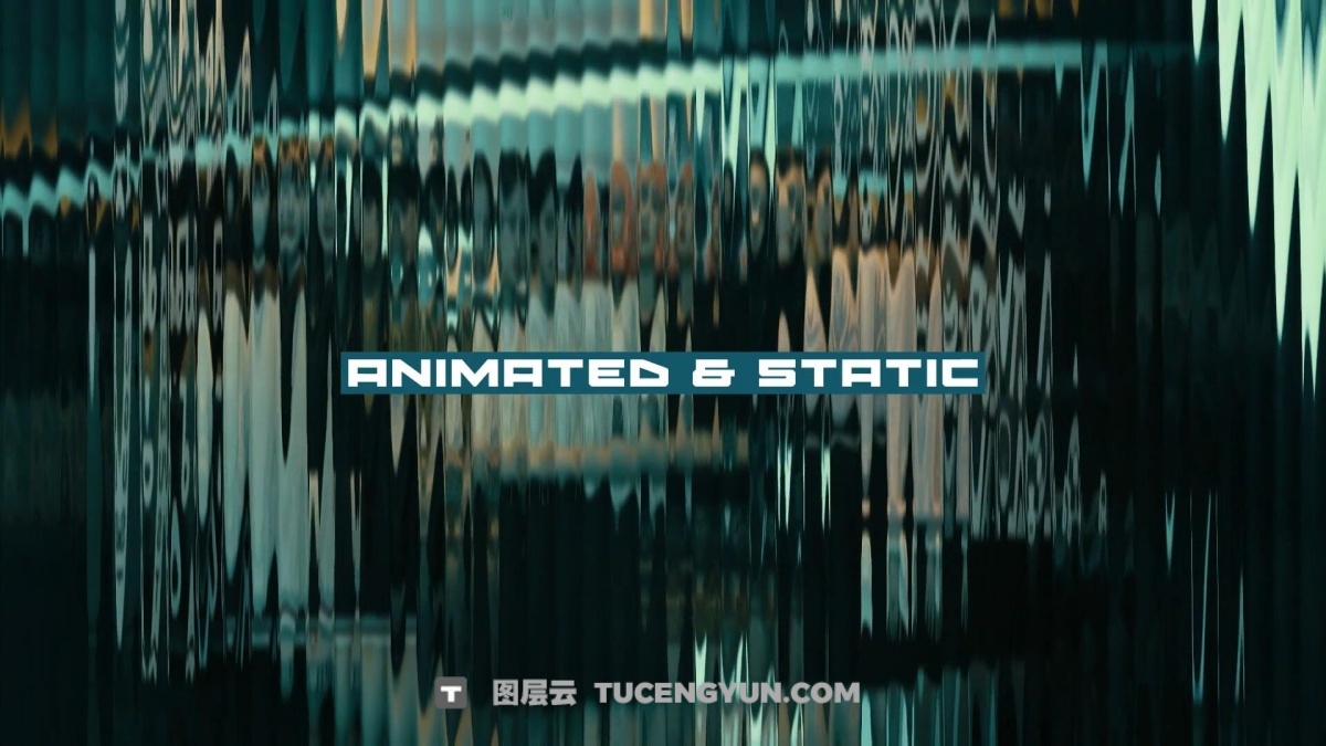 AE模板：真实质感模糊透明长虹条纹波浪纹液态玻璃视频叠加效果4K动画模板（13278）图层云