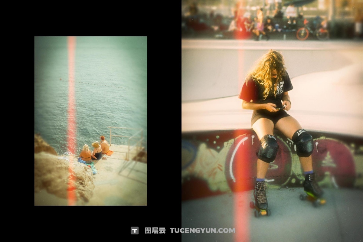 复古文艺温暖朦胧发光做旧胶片漏光模拟封面海报PSD特效样机  Vintage Film Glow Photo Effect（13279）图层云