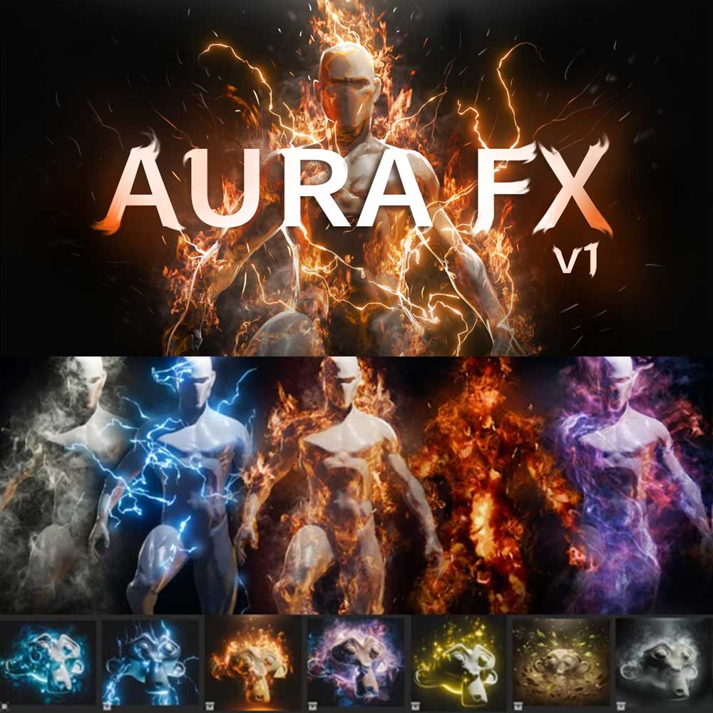 Blender实时闪电火焰能量光环特效资产预设 Realtime Aura Fx Pack V1.10（13284）图层云