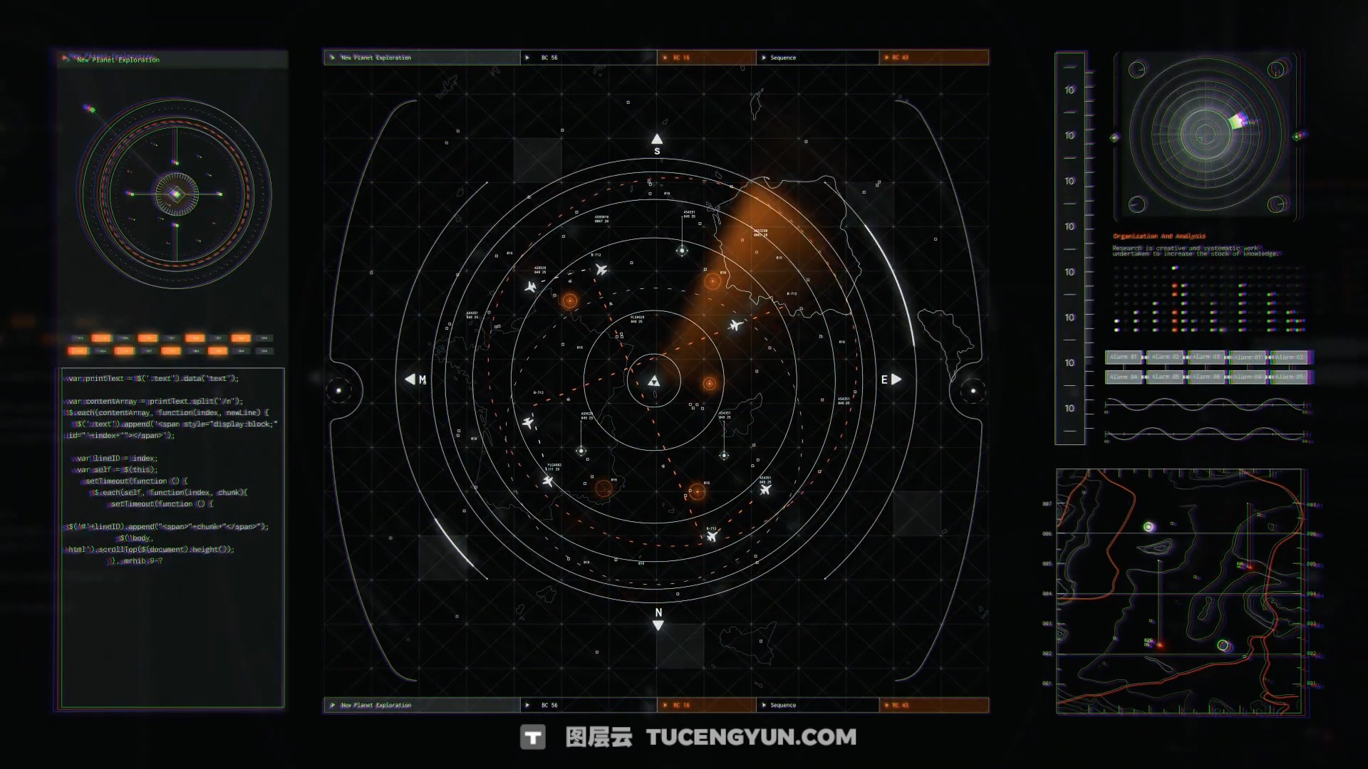 820款全息未来科幻美学沉浸式宇宙飞船HUD界面元素科技视频叠加4K背景动画AE/PR模板 Pixflow – Sci-fi Spaceship HUD Interface（13310）图层云