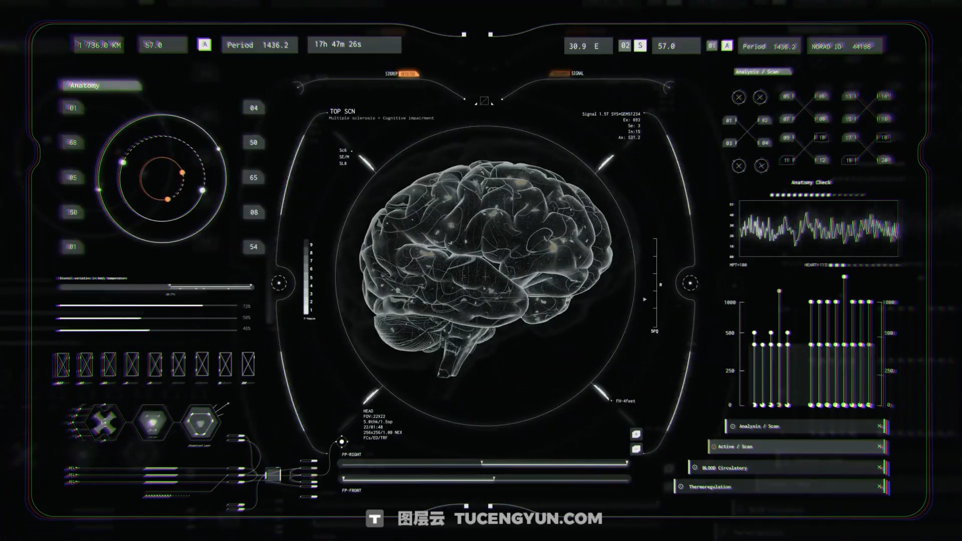 820款全息未来科幻美学沉浸式宇宙飞船HUD界面元素科技视频叠加4K背景动画AE/PR模板 Pixflow – Sci-fi Spaceship HUD Interface（13310）图层云