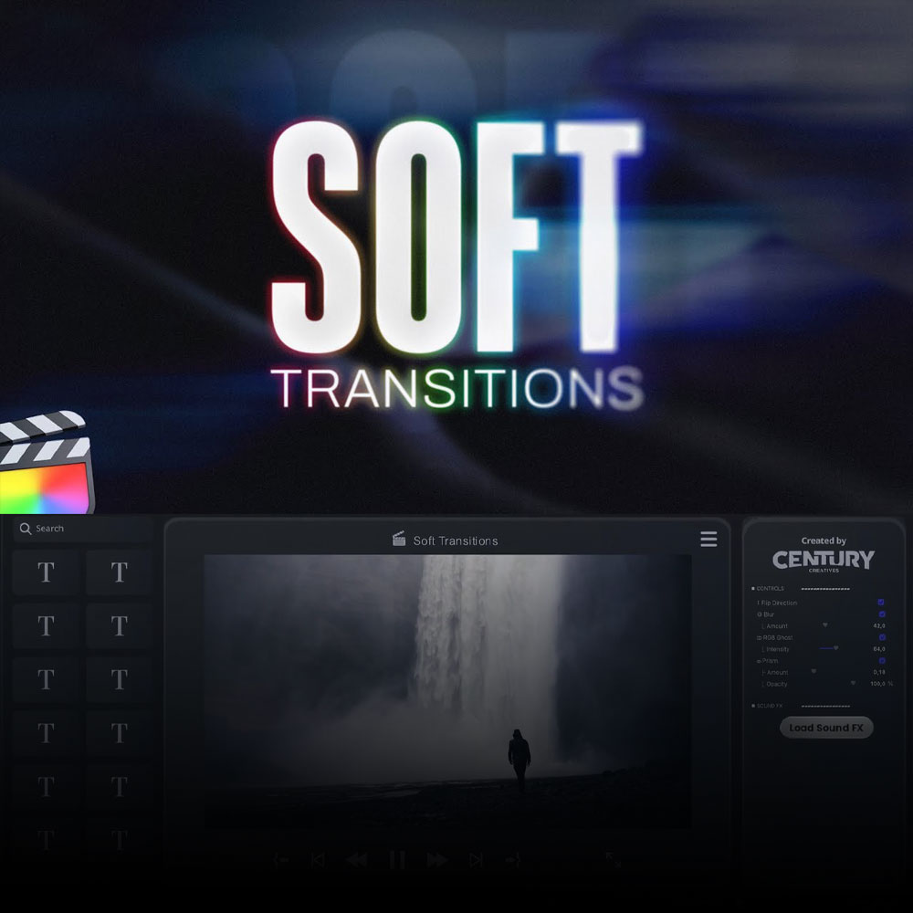 FCPX插件：20款经典电影短片剪辑淡入淡出画面平滑擦除转场过渡 Soft Transitions（13316）