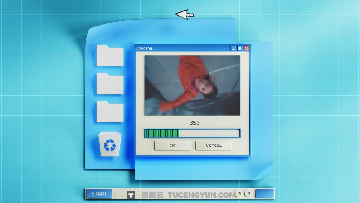 PR模板：复古美学WIN95旧计算机存档窗口展示模板动画（13328）图层云