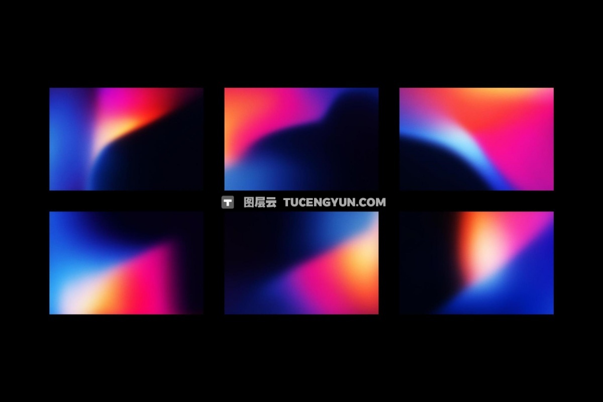 18种现代炫彩弥散光模糊颗粒渐变复古酸性背景底纹 Vibrant Gradient Textures（13334）图层云