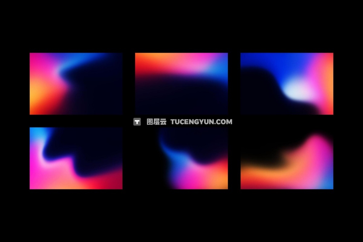 18种现代炫彩弥散光模糊颗粒渐变复古酸性背景底纹 Vibrant Gradient Textures（13334）图层云