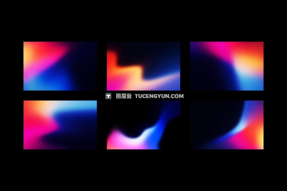 18种现代炫彩弥散光模糊颗粒渐变复古酸性背景底纹 Vibrant Gradient Textures（13334）图层云