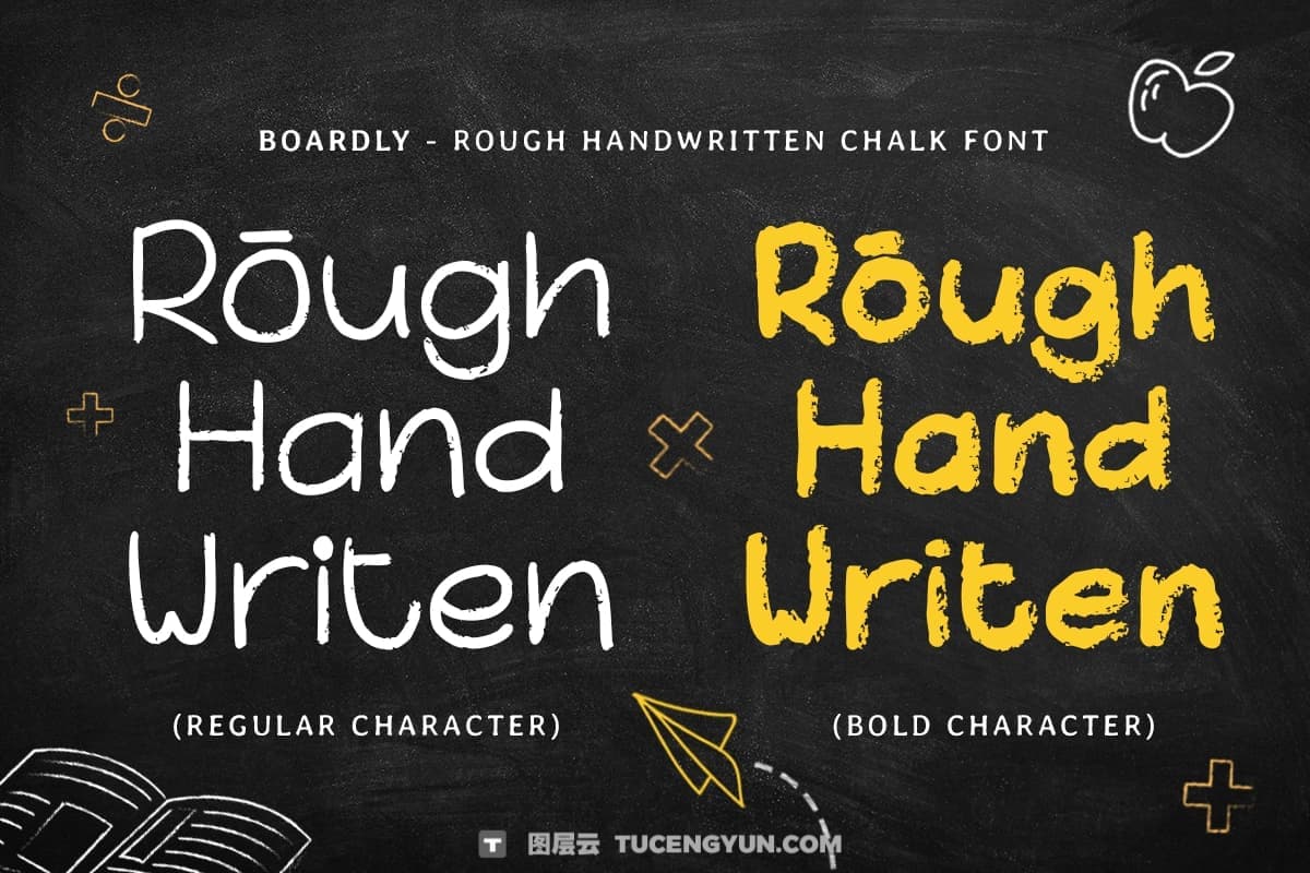 英文字体：真实粗糙艺术感黑板手写粉笔触感创意封面海报设计字体 Boardly – Rough Handwritten Chalk Font（13359）图层云