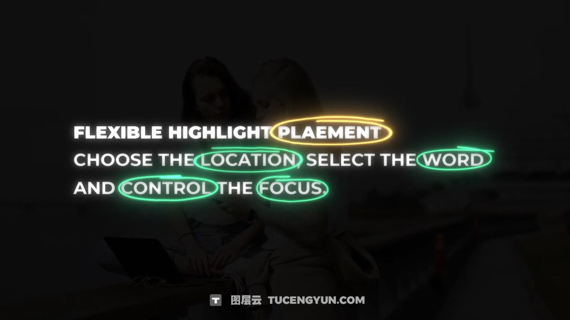 达芬奇预设：创意文本高亮发光画圈划线标注突出显示动画预设 Text Highlight Generator（13395）图层云