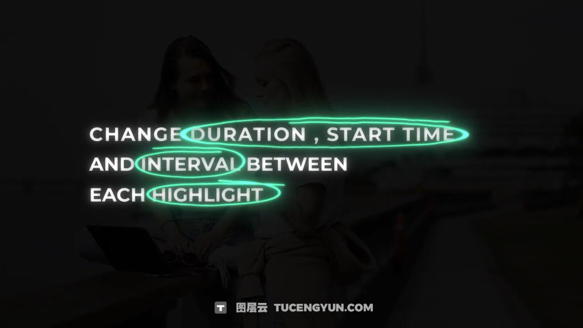 达芬奇预设：创意文本高亮发光画圈划线标注突出显示动画预设 Text Highlight Generator（13395）图层云
