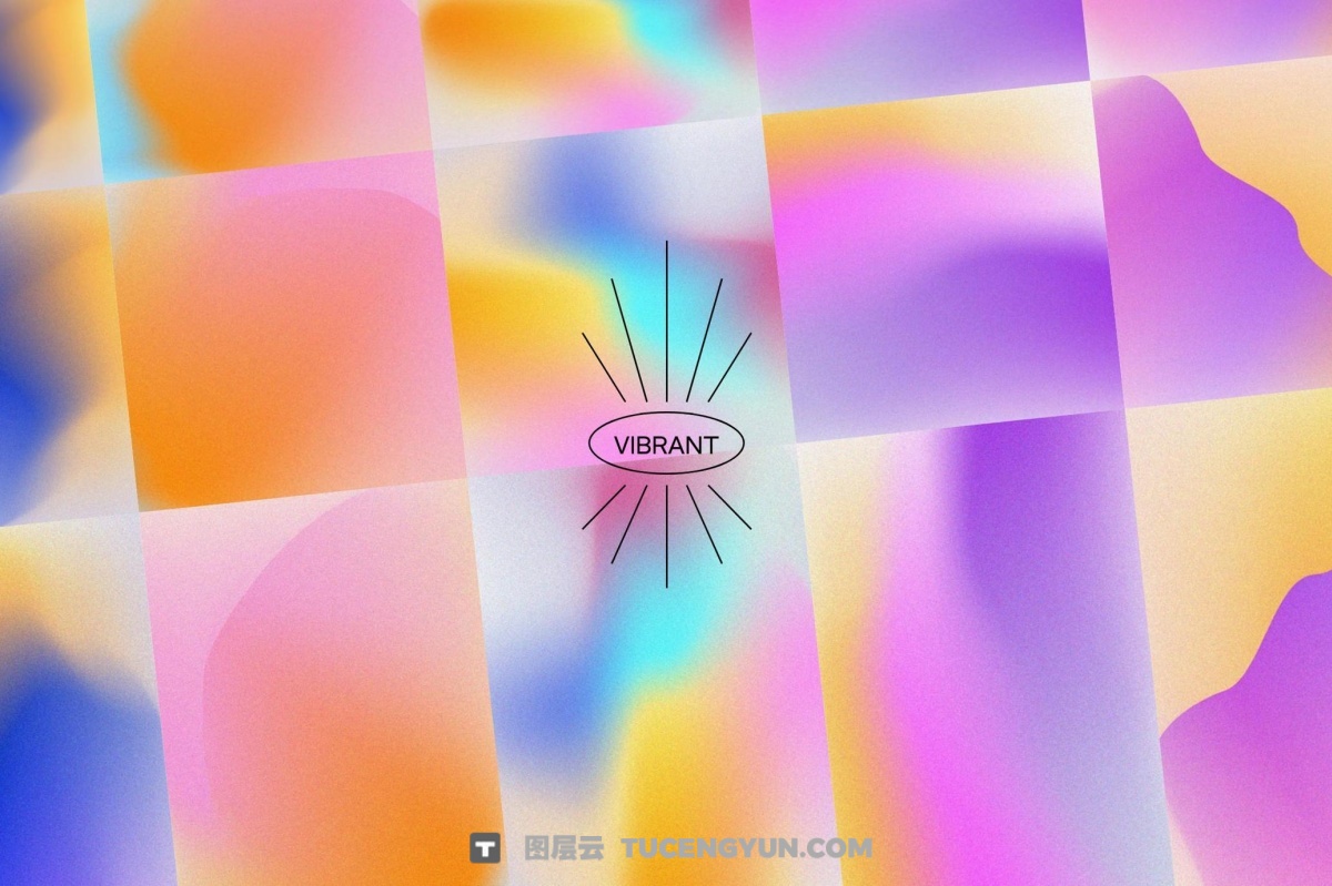 90款复古抽象艺术弥散光渐变散射AI矢量背景图形设计套装 Angeles – Retro Gradients & Shape（13406）图层云