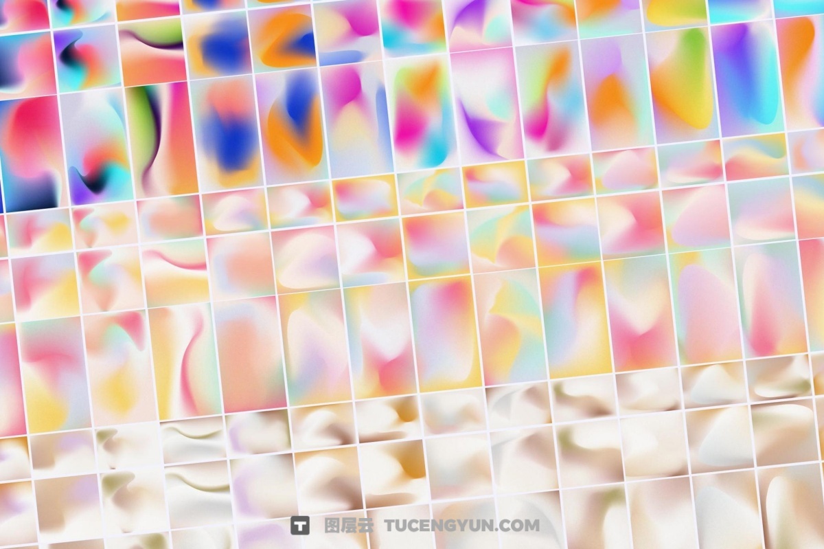 90款复古抽象艺术弥散光渐变散射AI矢量背景图形设计套装 Angeles – Retro Gradients & Shape（13406）图层云